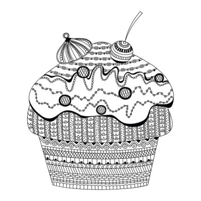 Online coloring book: Delicious antistress muffin coloring book